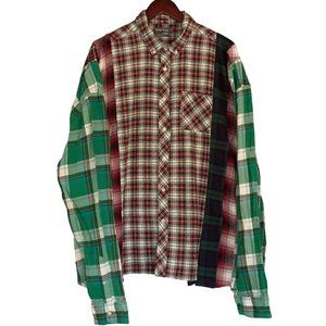 Custom Rebuilt Flannel Shirt OOAK Cotton Plaid One Size Colorblock DARTMOUTH